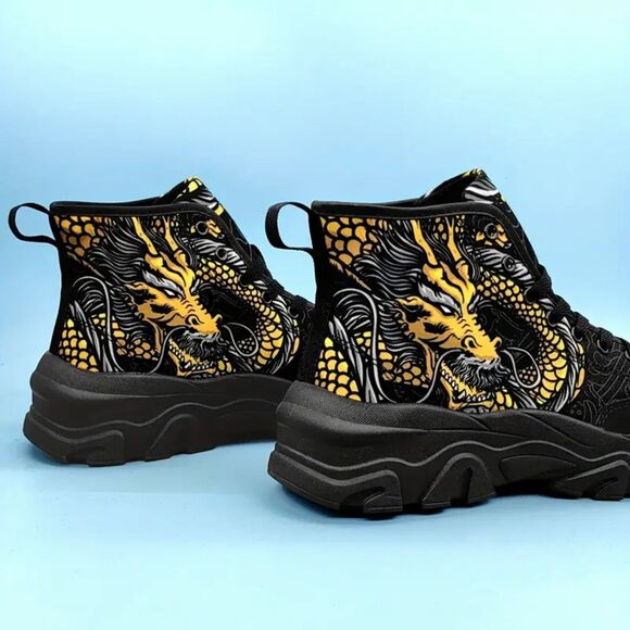 Dragon Pattern Canvas Shoes Comfy Non-Slip Breathable Sneakers Unisex 8.5 Black main image 6